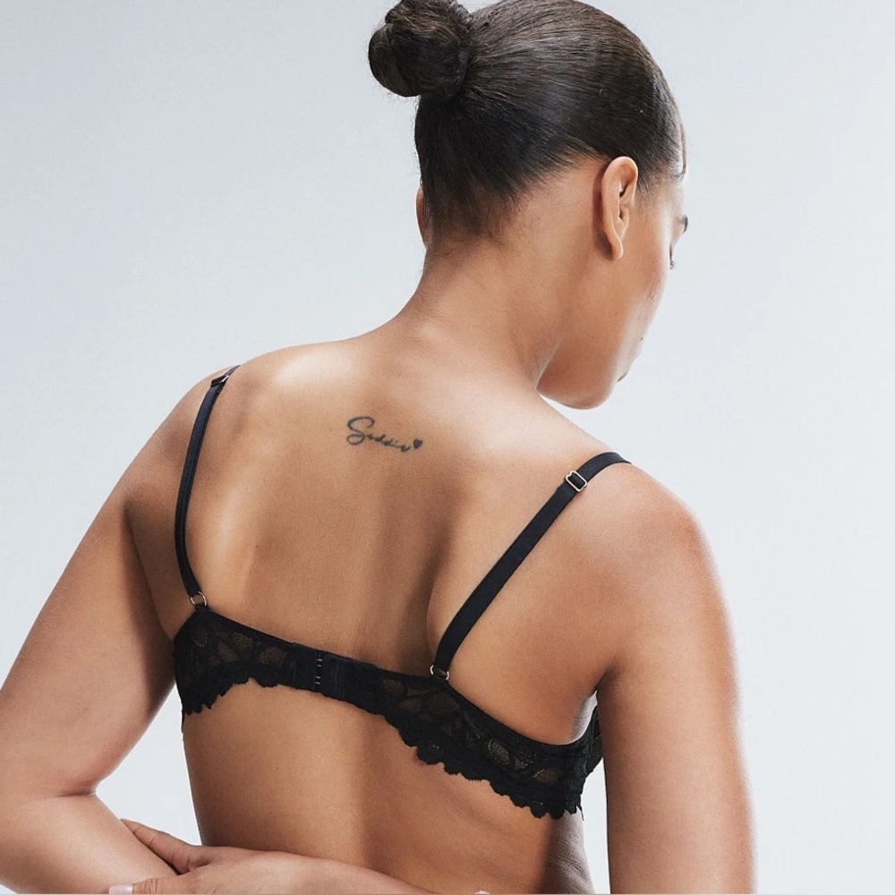 NWT, Savage X Fenty, SAVAGE NOT SORRY UNLINED LACE BALCONETTE BRA, Black Caviar - Picture 3 of 6